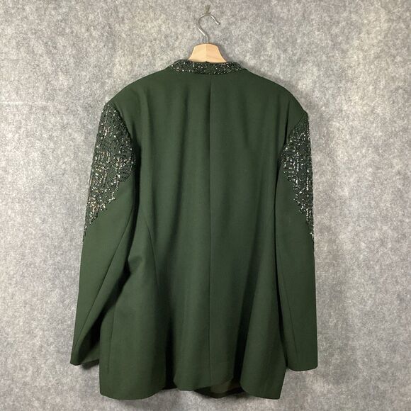 John Meyer Of Norwich Oversized Jacket Green Embroidery Beaded Embellish VTG 22W - Picture 2 of 15